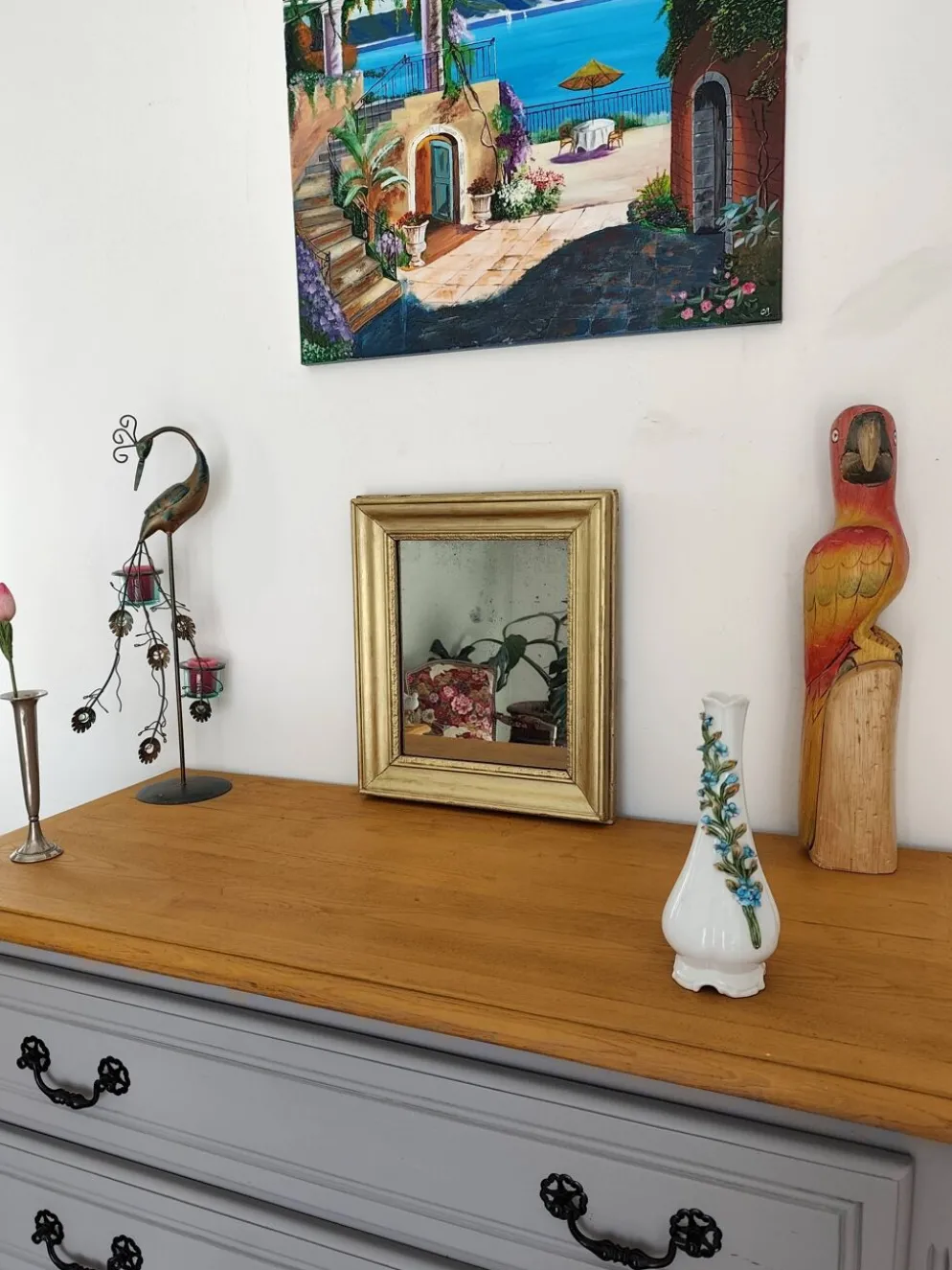 Petit miroir art déco cadre doré