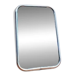 Petit miroir barbier vintage chromé 10×15 dos rouge