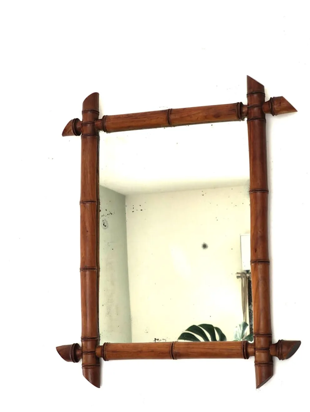 Petit miroir en bambou ancien
