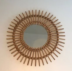 Petit miroir en rotin