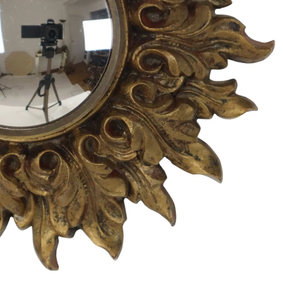 Petit miroir ensoleillé italien, style rococo, 24 cm