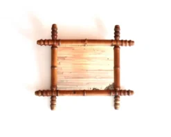Petit miroir mural en bois tourné façon faux bambou, années 30