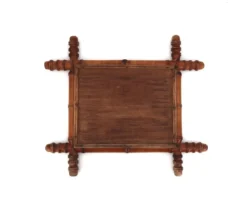 Petit miroir mural en bois tourné façon faux bambou, années 30