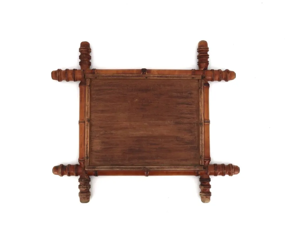 Petit miroir mural en bois tourné façon faux bambou, années 30