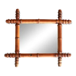 Petit miroir mural en bois tourné façon faux bambou, années 30