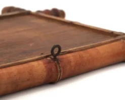Petit miroir mural en bois tourné façon faux bambou, années 30