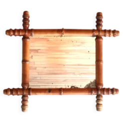 Petit miroir mural en bois tourné façon faux bambou, années 30