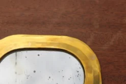 Petit miroir mural vintage en laiton doré – glace piquée – 14 cm