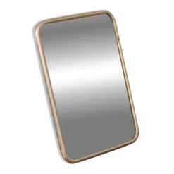 Petit miroir vintage à poser – cadre métal doré style barbier