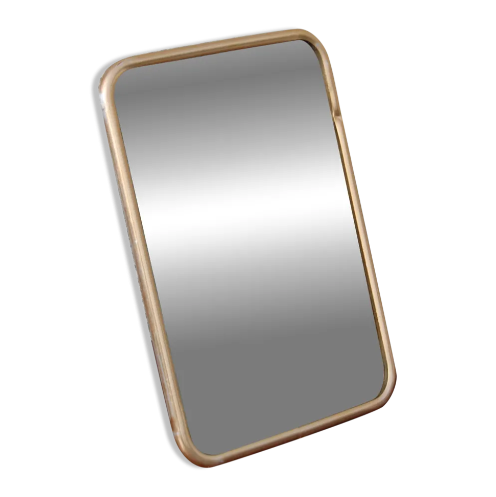 Petit miroir vintage à poser – cadre métal doré style barbier