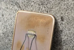 Petit miroir vintage à poser – cadre métal doré style barbier