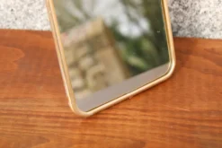 Petit miroir vintage à poser – cadre métal doré style barbier