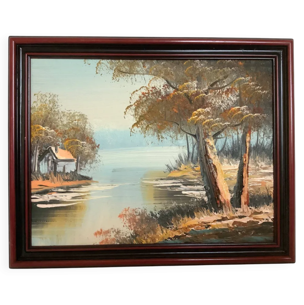 Petit tableau paysage huile sur panneau