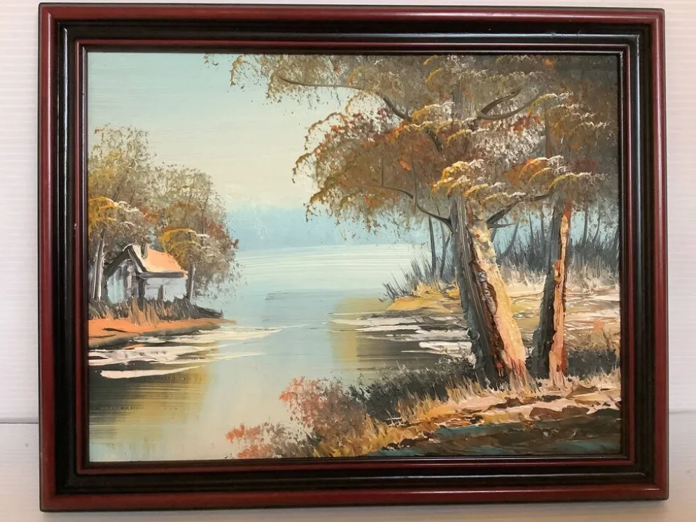Petit tableau paysage huile sur panneau