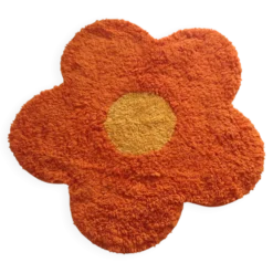 Petit tapis forme fleur année 70 vintage