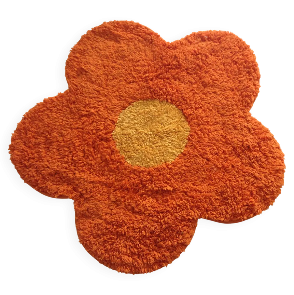 Petit tapis forme fleur année 70 vintage