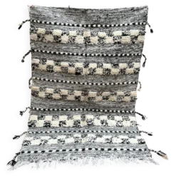 Petit tapis kilim berbère marocain Zanafi noir pour chambre et salon