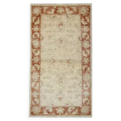 Petit tapis oriental, tapis d'entrée Ziegler crème en laine pour couloir.