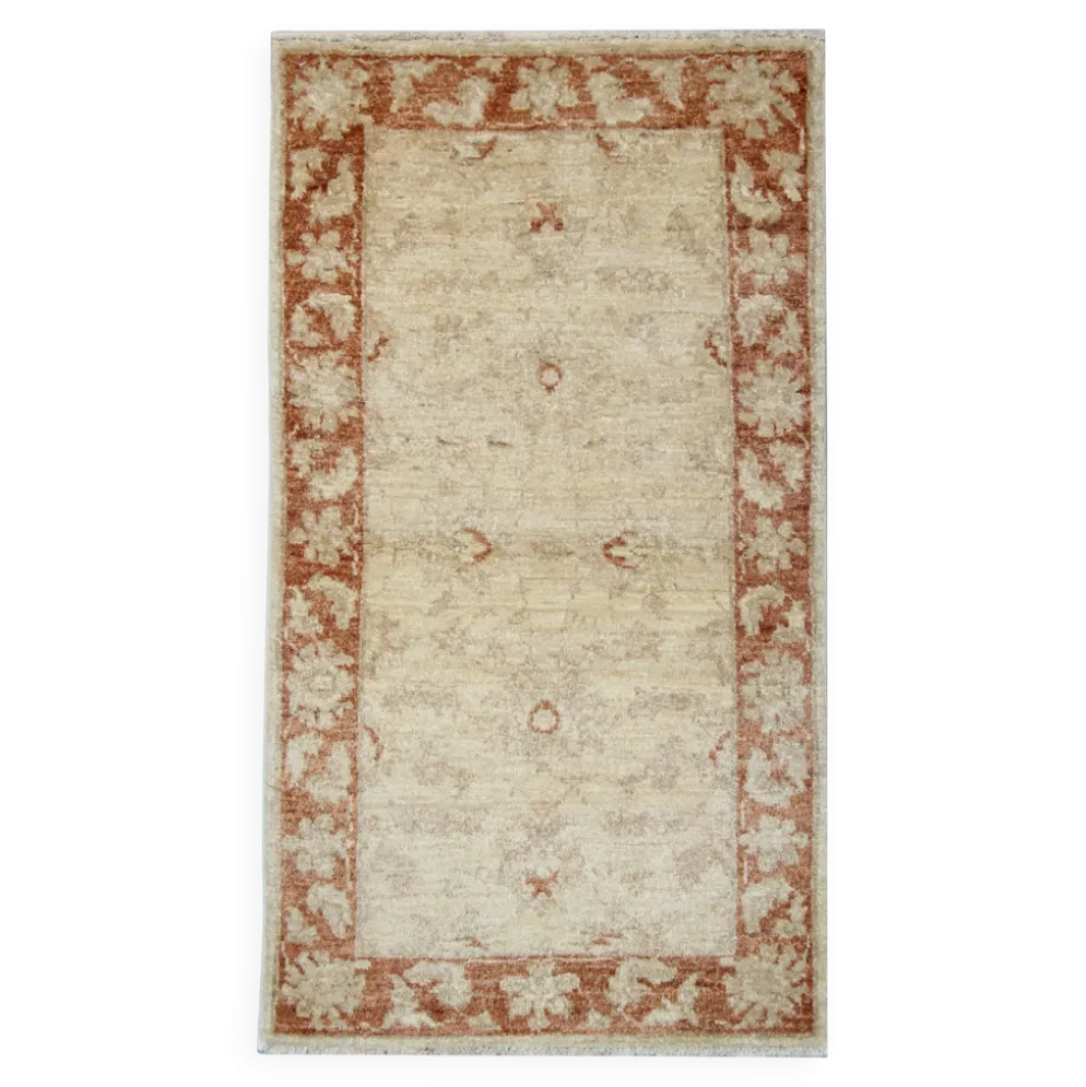 Petit tapis oriental, tapis d'entrée Ziegler crème en laine pour couloir.