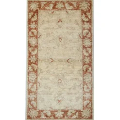 Petit tapis oriental, tapis d'entrée Ziegler crème en laine pour couloir.