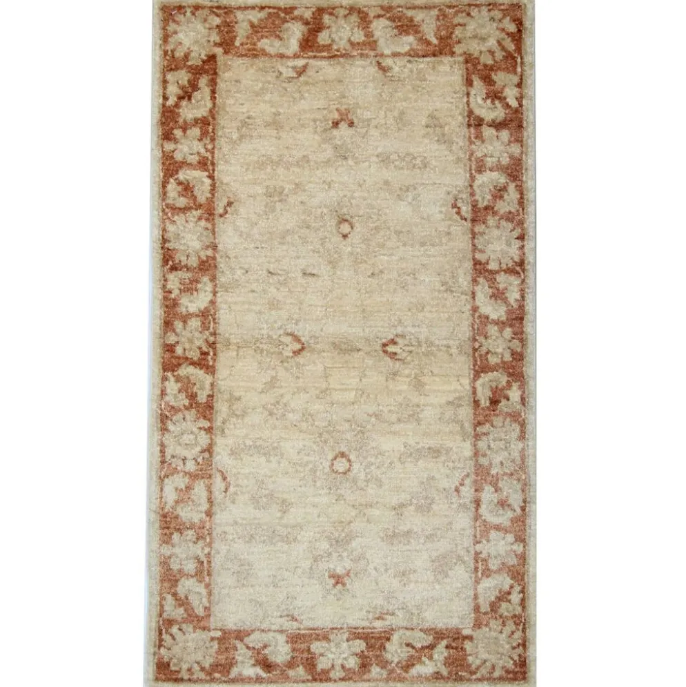 Petit tapis oriental, tapis d'entrée Ziegler crème en laine pour couloir.