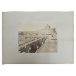 Photo albumine Rome pont Saint-Ange et fort Saint-Ange XIXe