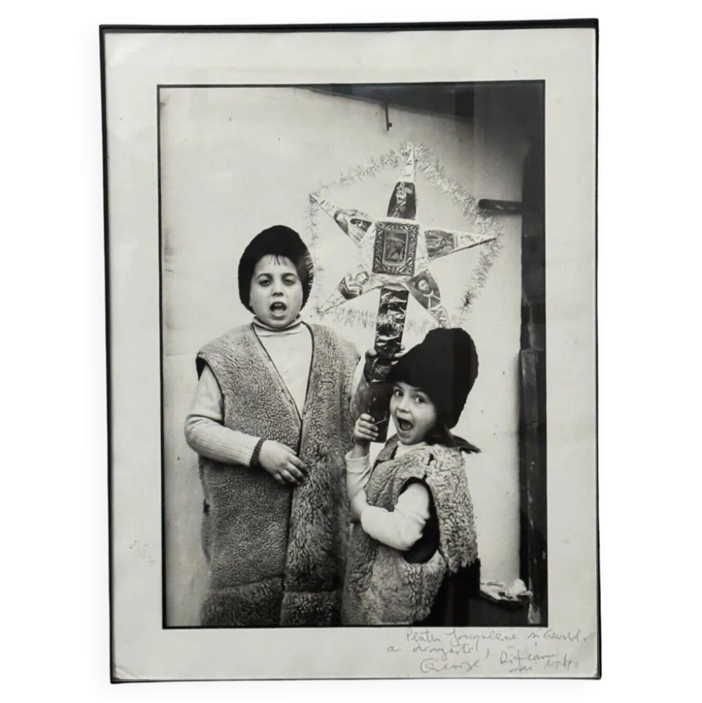 Photo artistique dédicacée par Gheorge Rizeanu XXe 2 enfants roumains