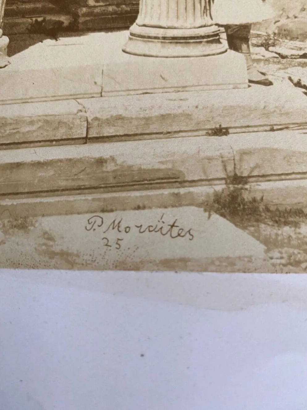 Photo Athènes Temple de la Victoire Aptère XIXe P. Moraïtes Albumine contrecollée sur carton