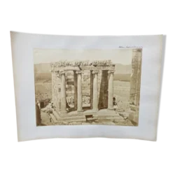 Photo Athènes Temple de la Victoire Aptère XIXe P. Moraïtes Albumine contrecollée sur carton