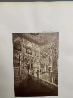 Photo Escalier de l'Opéra de Vienne XIXe albumine carton contrecollé