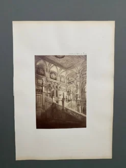 Photo Escalier de l'Opéra de Vienne XIXe albumine carton contrecollé