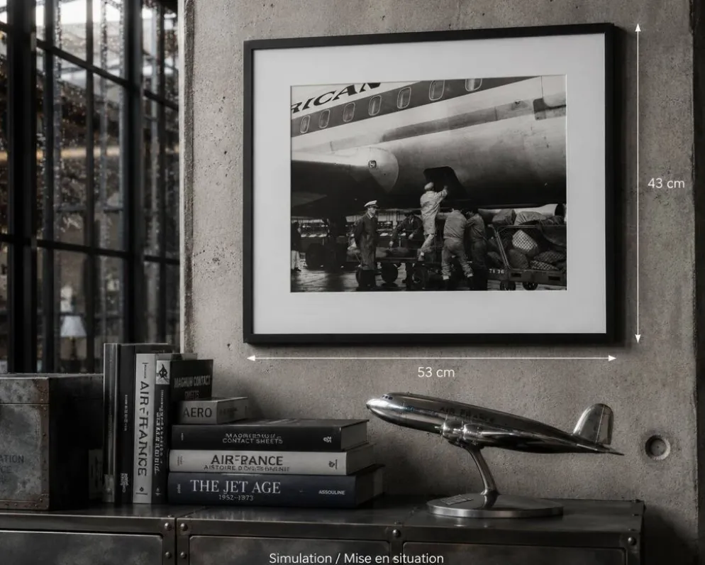 Photographie Air France cargo à Orly vintage années 70 encadré 53 x 43 cm