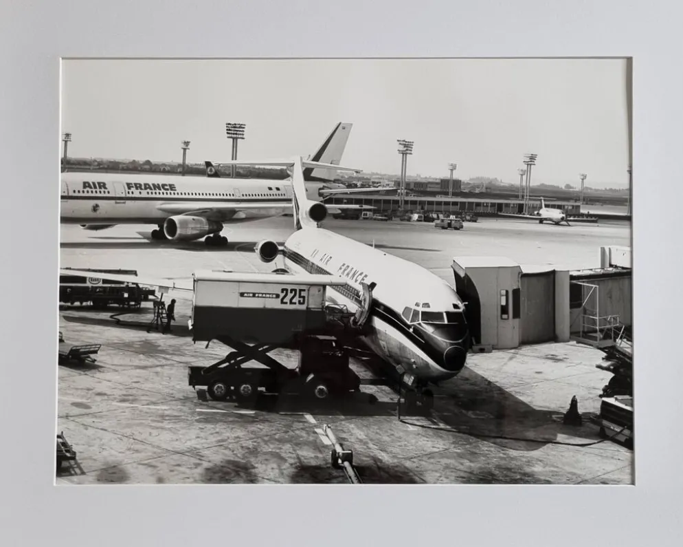 Photographie Air France à Orly, tirage vintage années 70 encadré, 53x43 cm