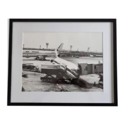 Photographie Air France à Orly, tirage vintage années 70 encadré, 53x43 cm