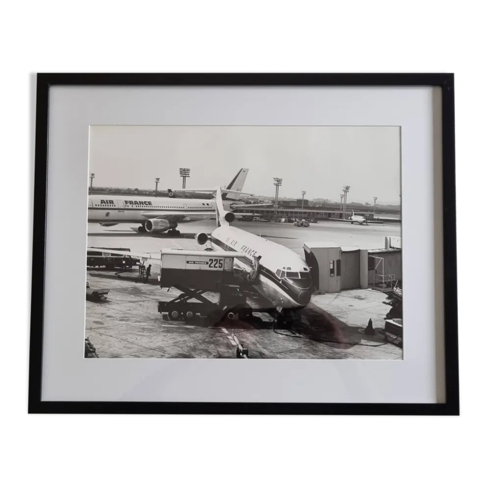 Photographie Air France à Orly, tirage vintage années 70 encadré, 53x43 cm
