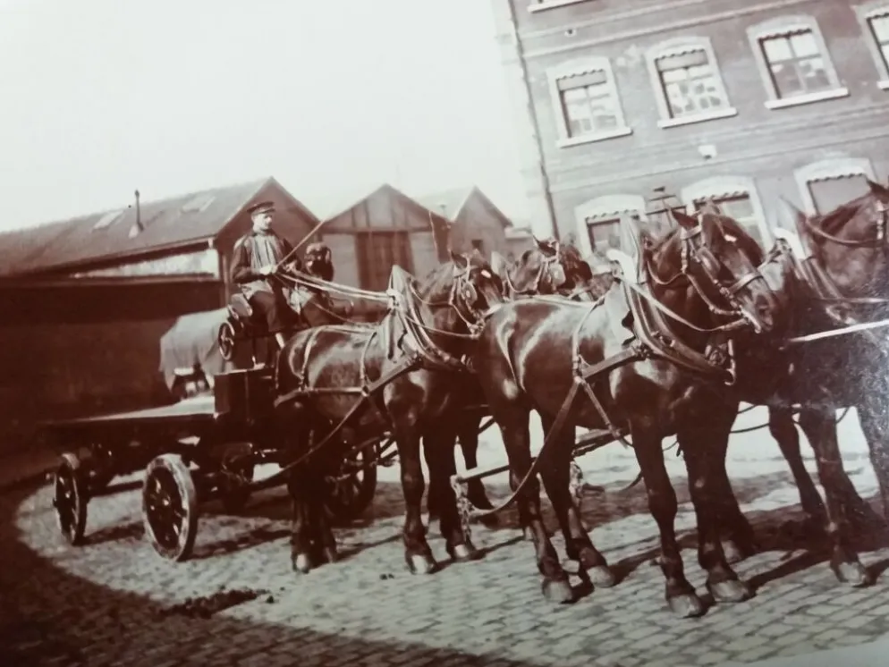 Photographie ancienne 1900 carriole chevaux et cocher Chemins de fer de l'Etat