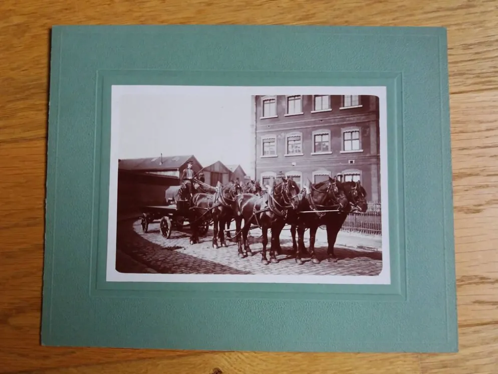 Photographie ancienne 1900 carriole chevaux et cocher Chemins de fer de l'Etat
