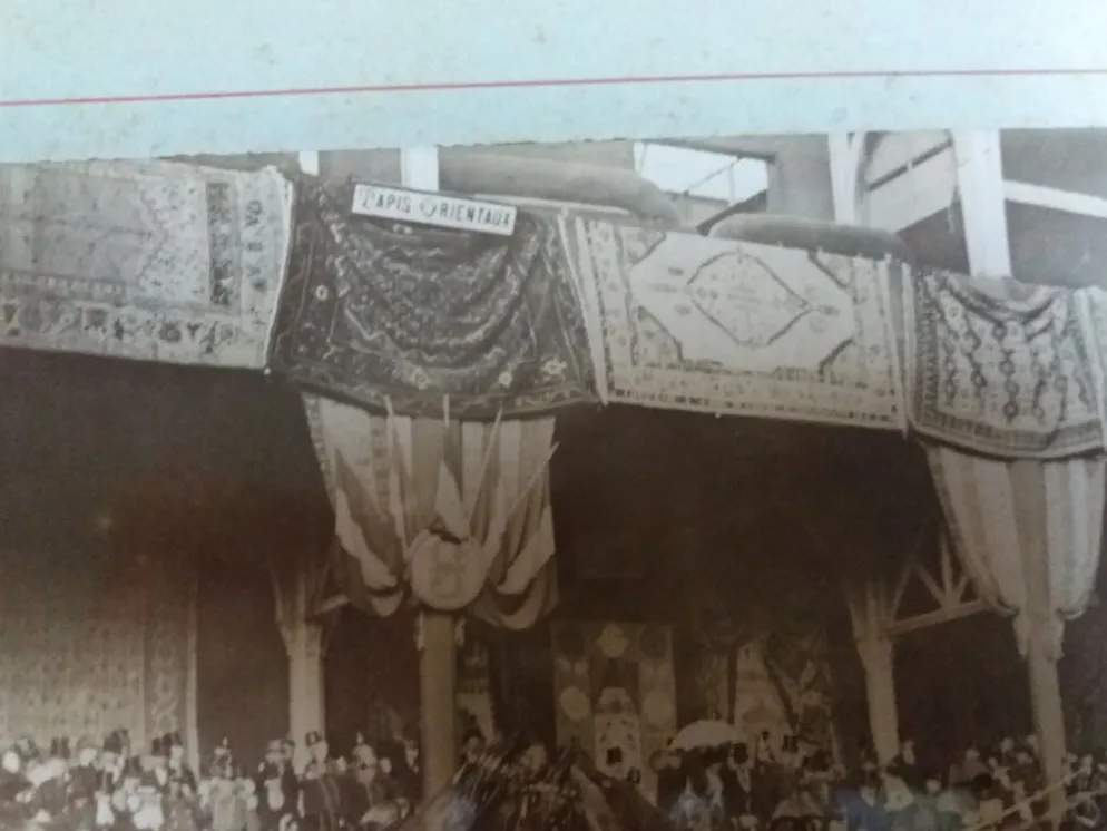 Photographie ancienne 1900 diligence chevaux tapis d'Orient, Bretagne