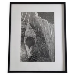 Photographie argentique vintage étude nu allongé, signée encadrée, 42x52 cm