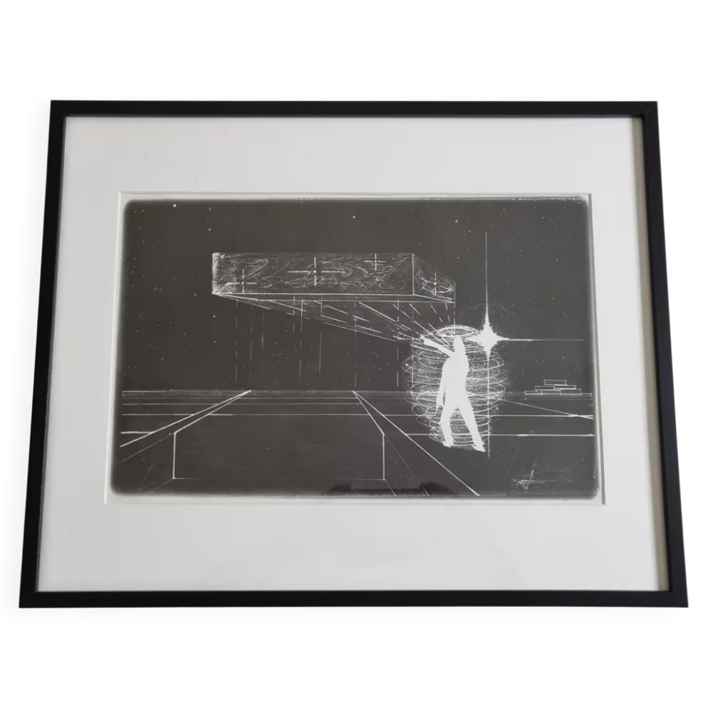 Photographie futuriste N&B, Tirage argentique signé, 40 x 50 cm