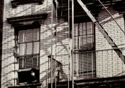 Photo New York 1953 – Escaliers de secours & femme à la fenêtre