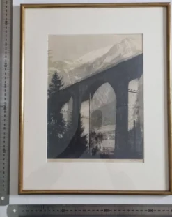 Photo viaduc Sainte-Marie Les Houches Mont-Blanc signée Dubois 35 x 44 cm