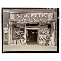Photo vintage Mississippi 1936 – Devanture CJ Fite Jazz Feeds – Tirage prem
