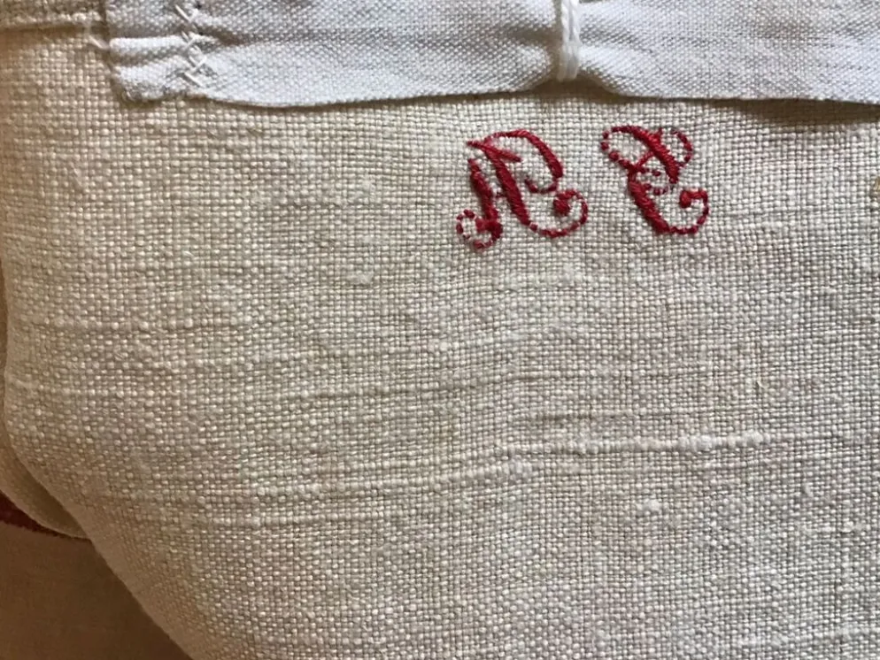 2 pièces de lin lin rouge et bis