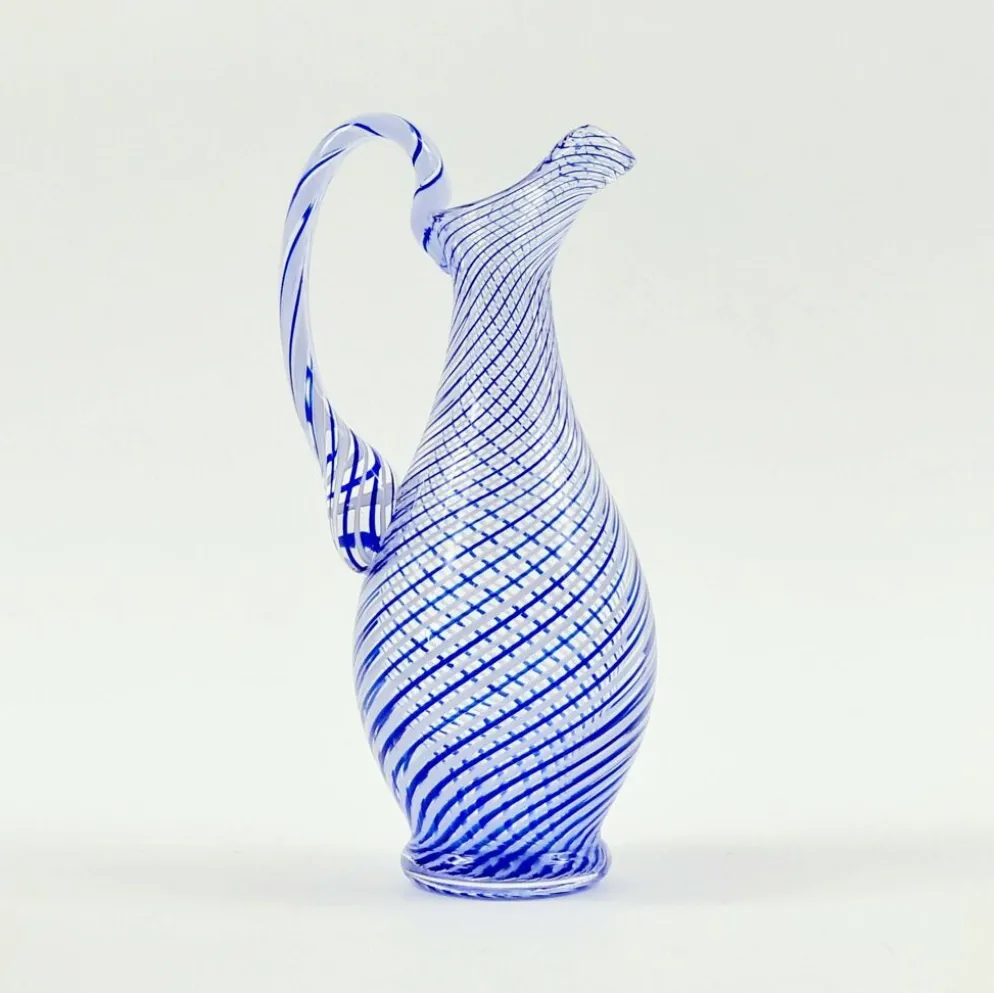 Pichet en verre d'art Murano Mezza Filigrana du milieu du siècle, Italie, années 1960/1970