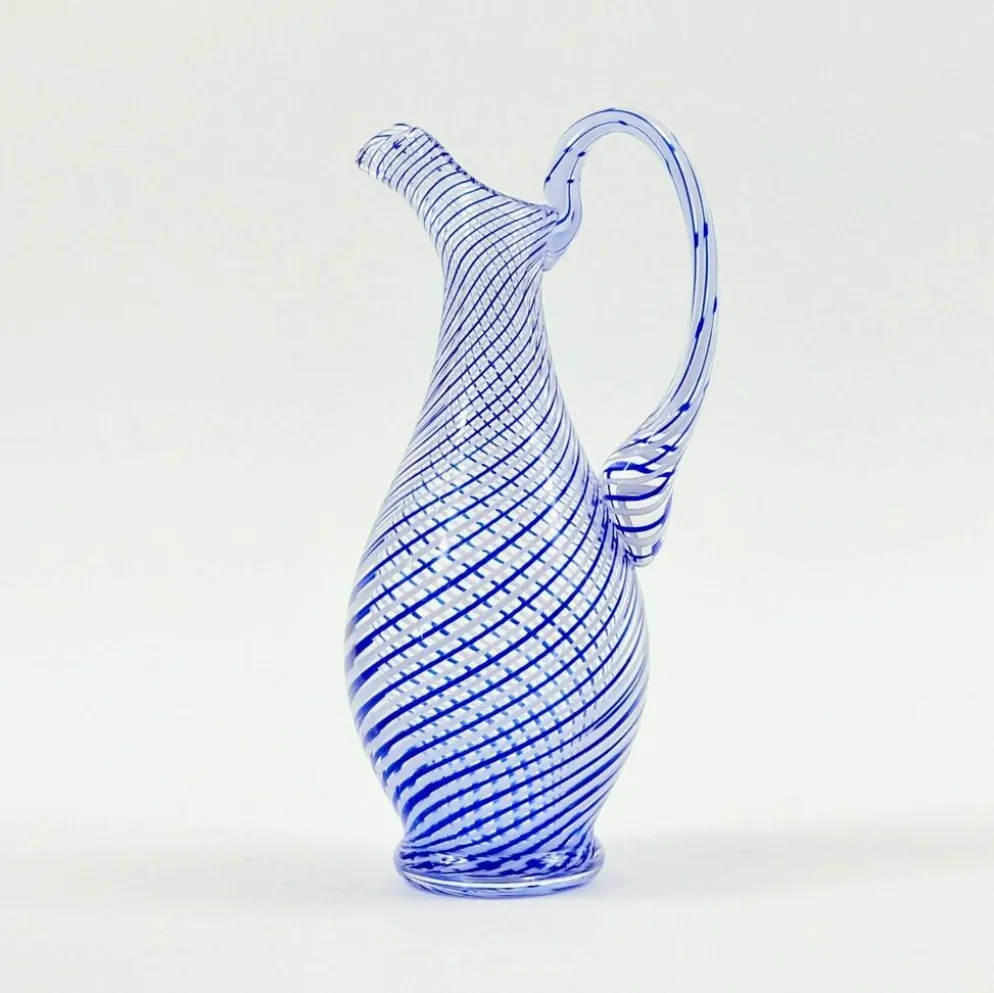 Pichet en verre d'art Murano Mezza Filigrana du milieu du siècle, Italie, années 1960/1970