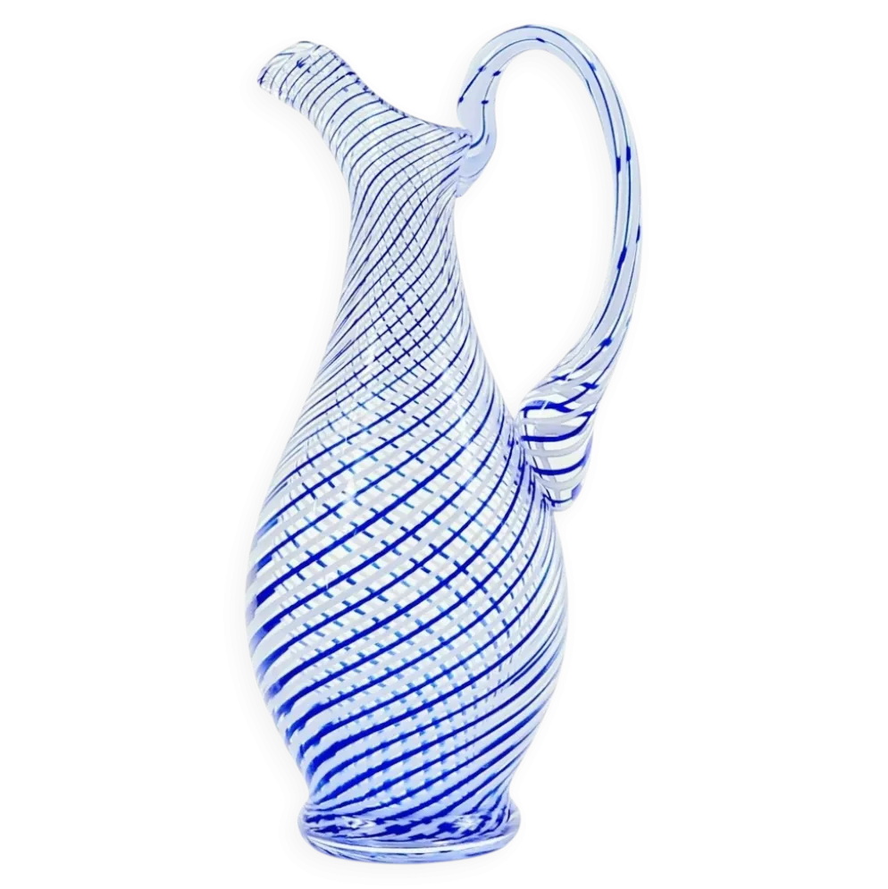 Pichet en verre d'art Murano Mezza Filigrana du milieu du siècle, Italie, années 1960/1970