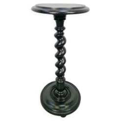 Piedestal en bois tourné à la main en spirale d'orge, années 1930