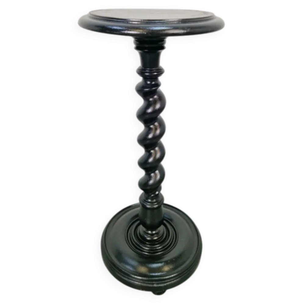 Piedestal en bois tourné à la main en spirale d'orge, années 1930