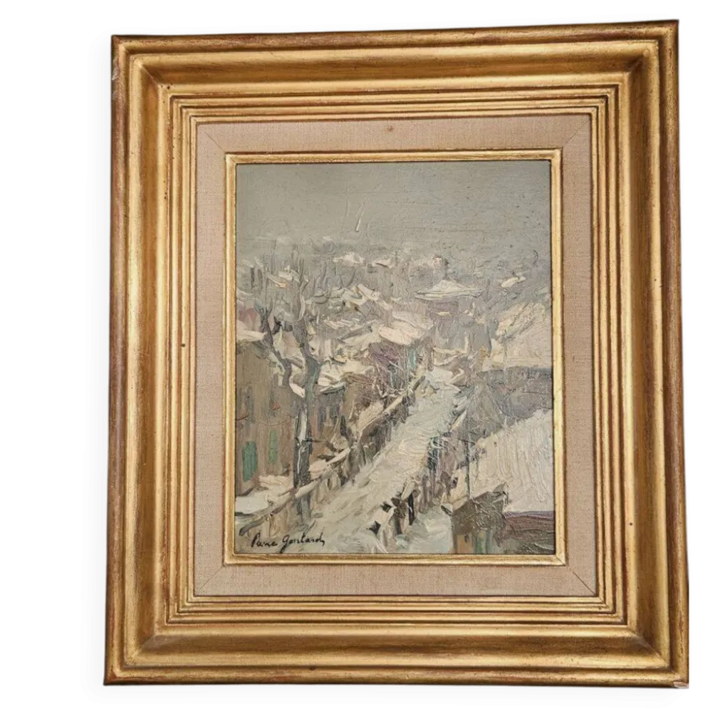 Pierre Gontard - Huile Sur Isorel "Paysage Enneigé"